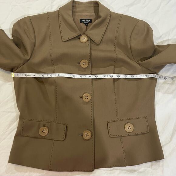 Worth New York Button Up Jacket Size 8 Tan - Picture 9 of 12